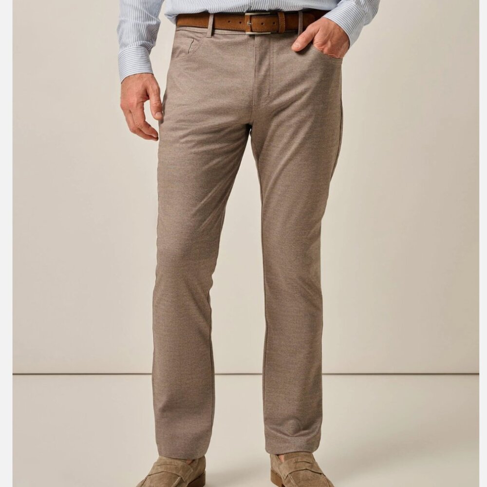 Johnnie-O SANTA BARBARA STRETCH KNIT 5-POCKET PANT TAUPE 40x32 NWT Tan